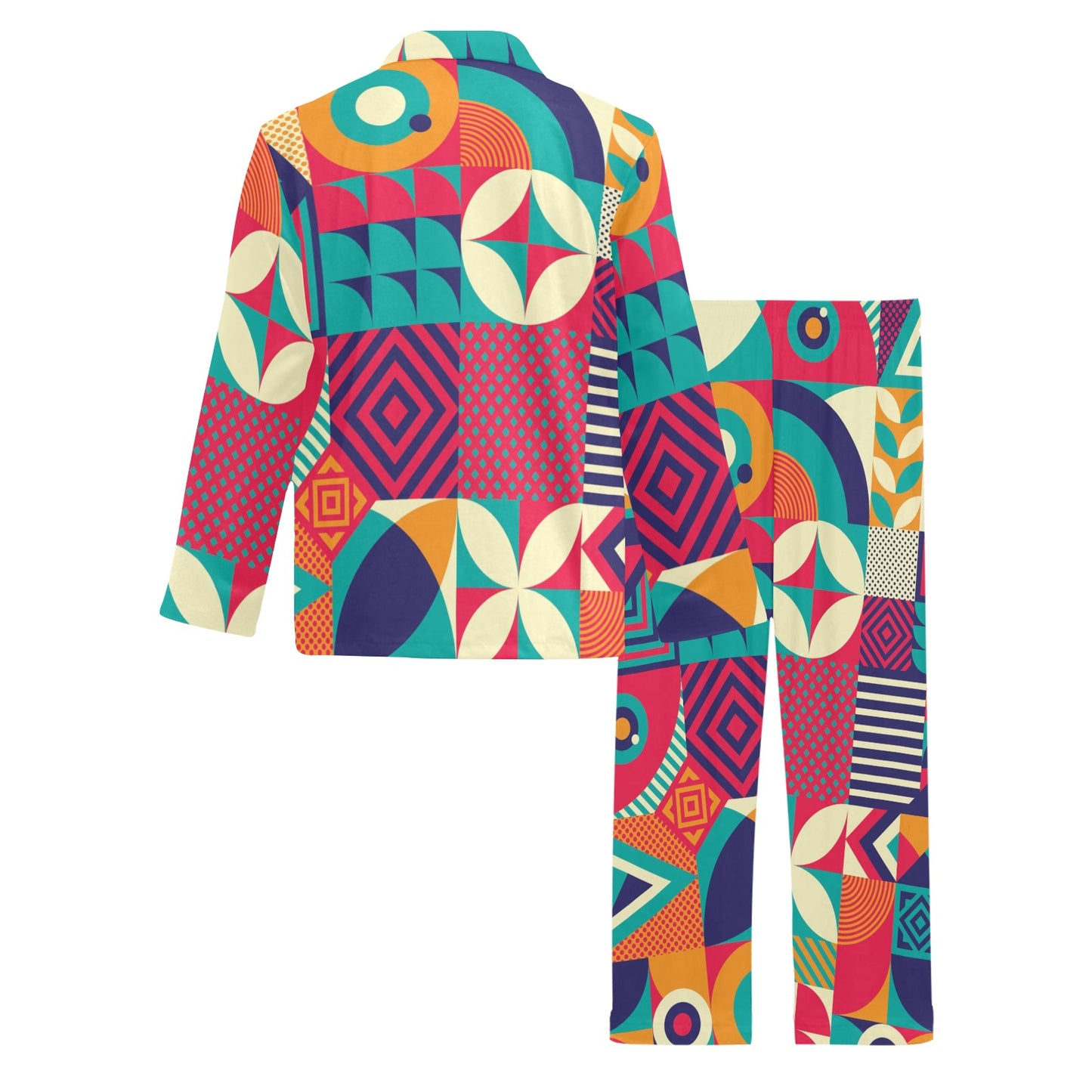 Mosaic Pattern Print Design 03 Men's Long Pajama Set