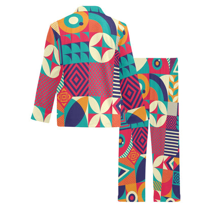 Mosaic Pattern Print Design 03 Men's Long Pajama Set