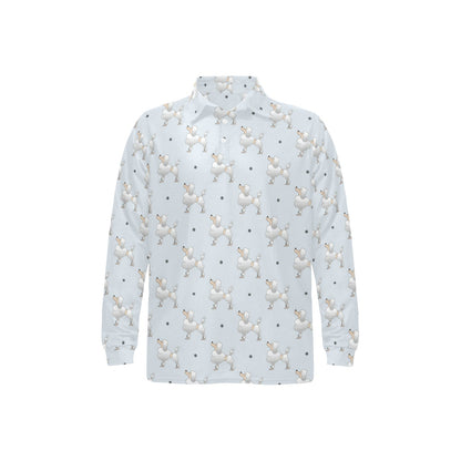 Poodle Pattern Print Design A05 Long Sleeve Polo Shirt For Men's