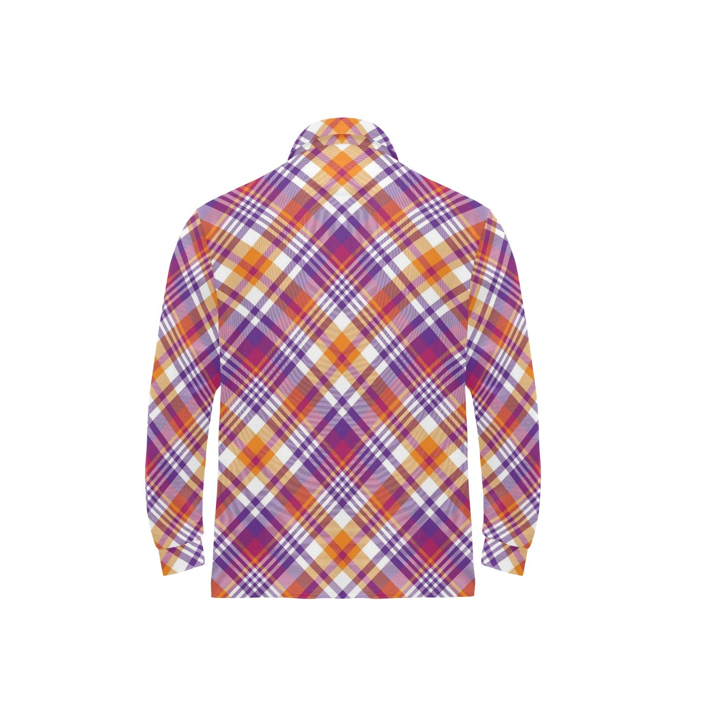 Madras Pattern Print Design 02 Long Sleeve Polo Shirt For Men's