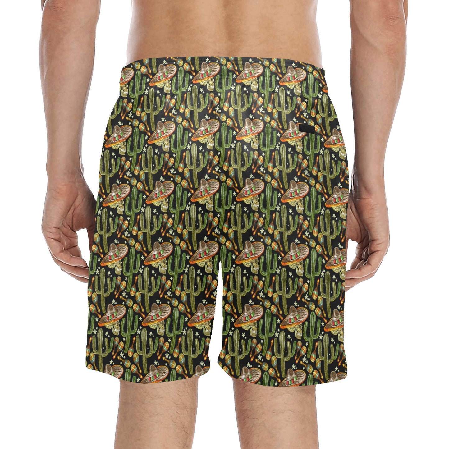 Western Style Print Men's Swim Trunks Beach Shorts