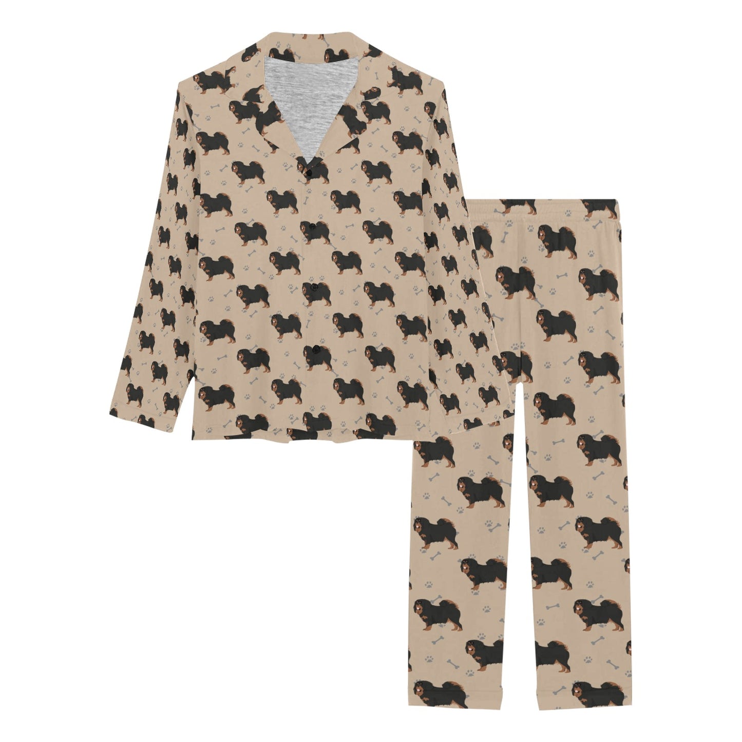 Tibetan Mastiffs Print Design LKS301 Women's Long Pajama Set