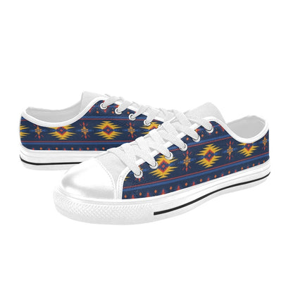 Southwest Pattern Print Design LKS306 Women's White Low Top Shoes