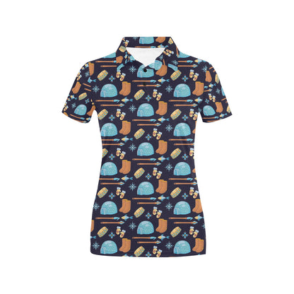 Eskimo Pattern Print Design 02 Women's Polo Shirt