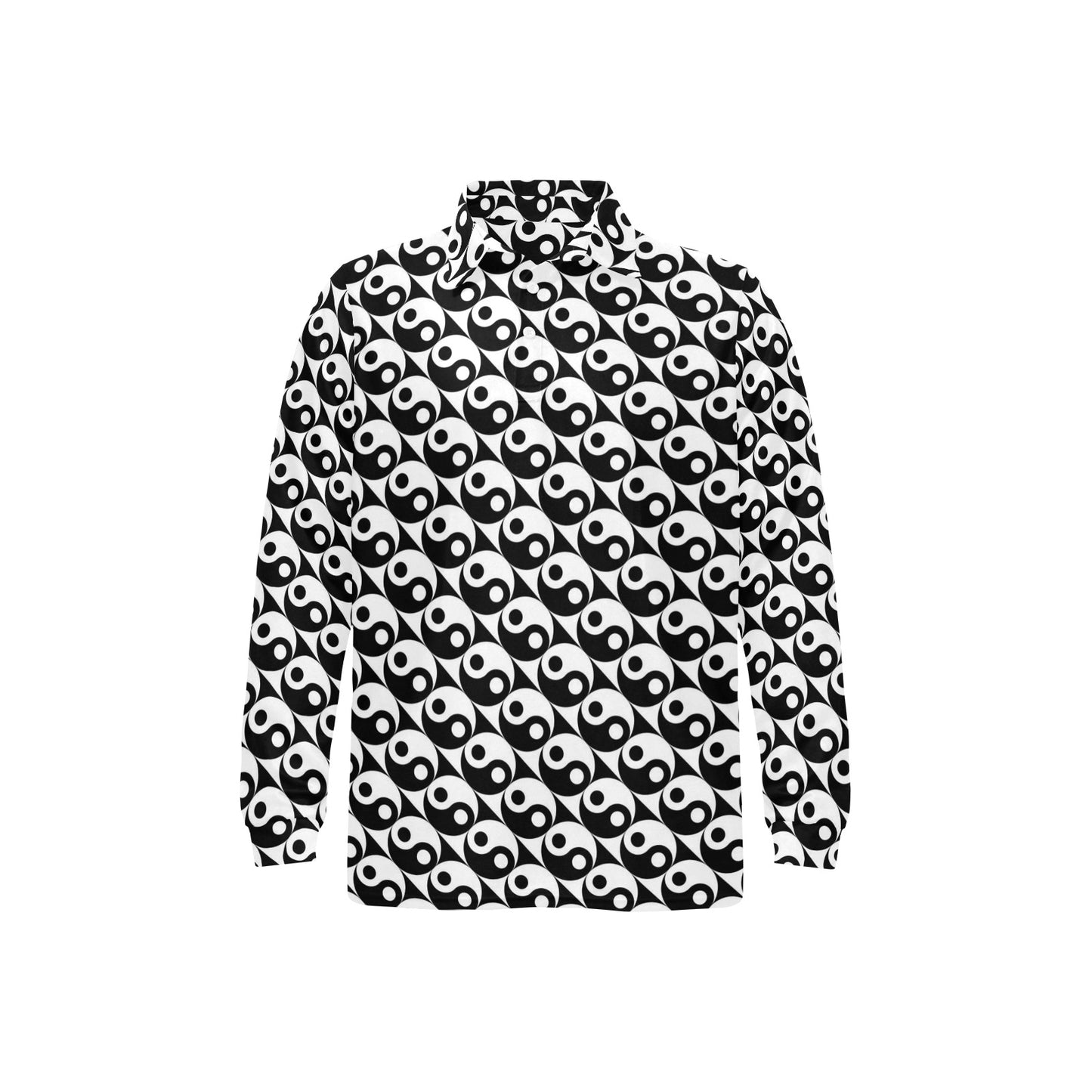 Yin Yang Print Design LKS304 Long Sleeve Polo Shirt For Men's