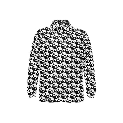Yin Yang Print Design LKS304 Long Sleeve Polo Shirt For Men's