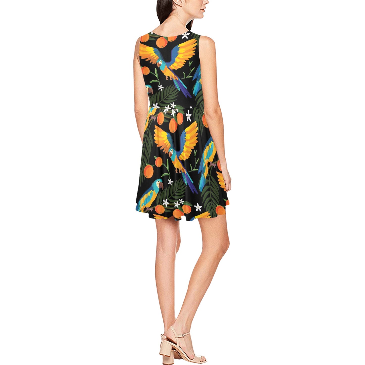 Macaw Pattern Print Design 03 Sleeveless Dress