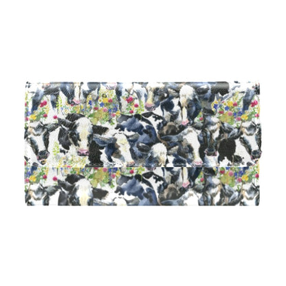 Cow Watercolor Print Pattern Women's Trifold Wallet