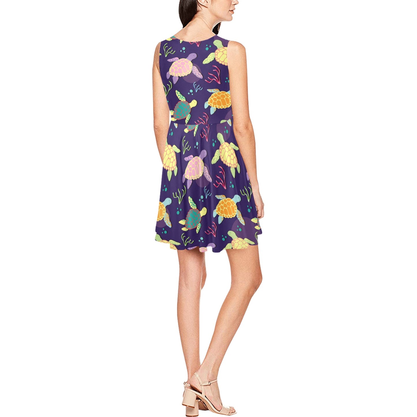 Sea Turtle Color Smile Sleeveless Dress