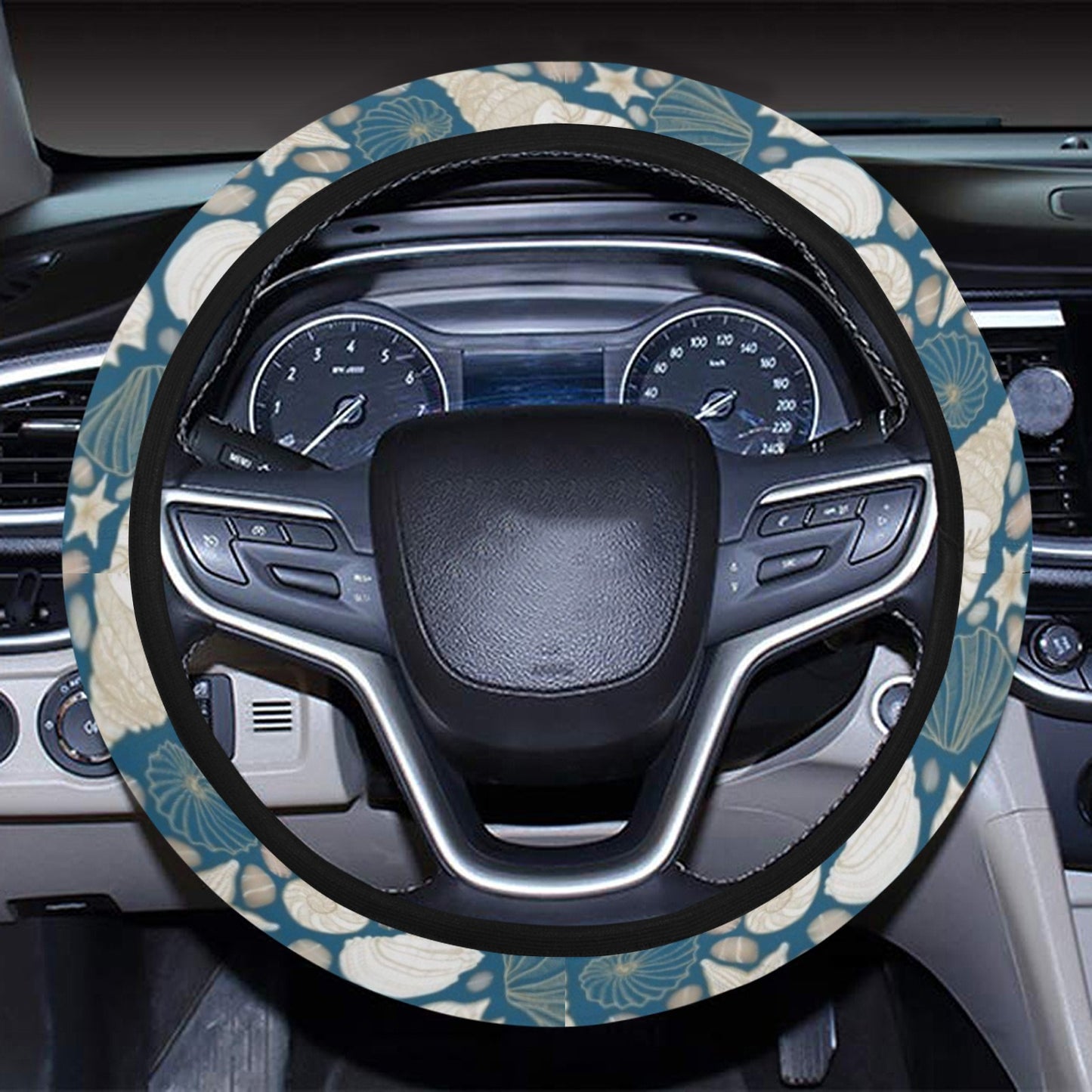 Seashell Print Design LKS308 Steering Wheel Cover with Elastic Edge