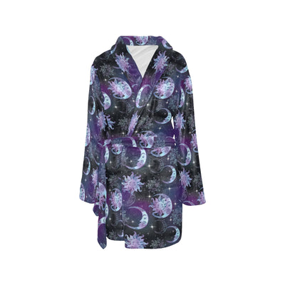 Sun Moon Print Design LKS303 Women's Fleece Robe