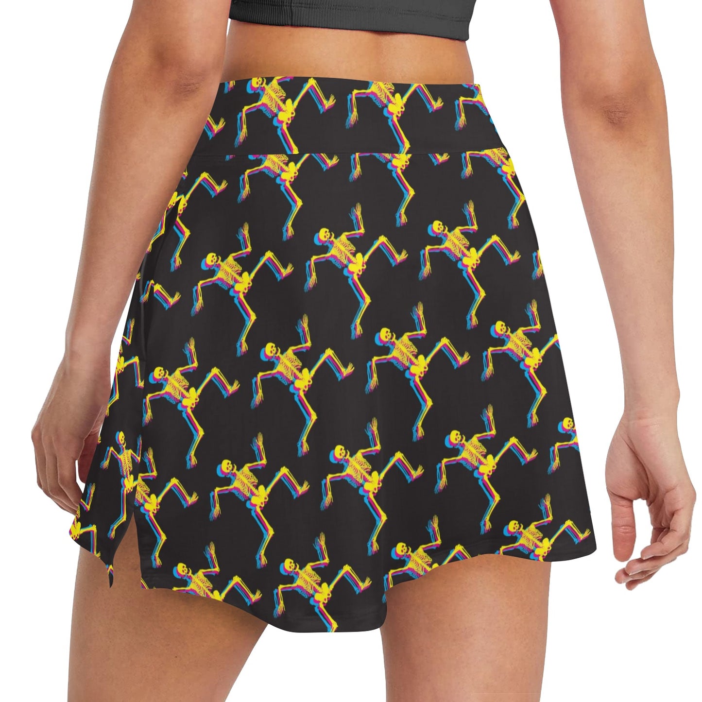 Skeleton Skeleton 3D Print Design LKS301 17" Golf & Pickleball Skort with Pockets