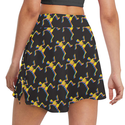 Skeleton Skeleton 3D Print Design LKS301 17" Golf & Pickleball Skort with Pockets