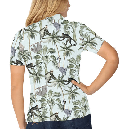 Rainforest Pattern Print Design RF04 Women's Polo Shirt