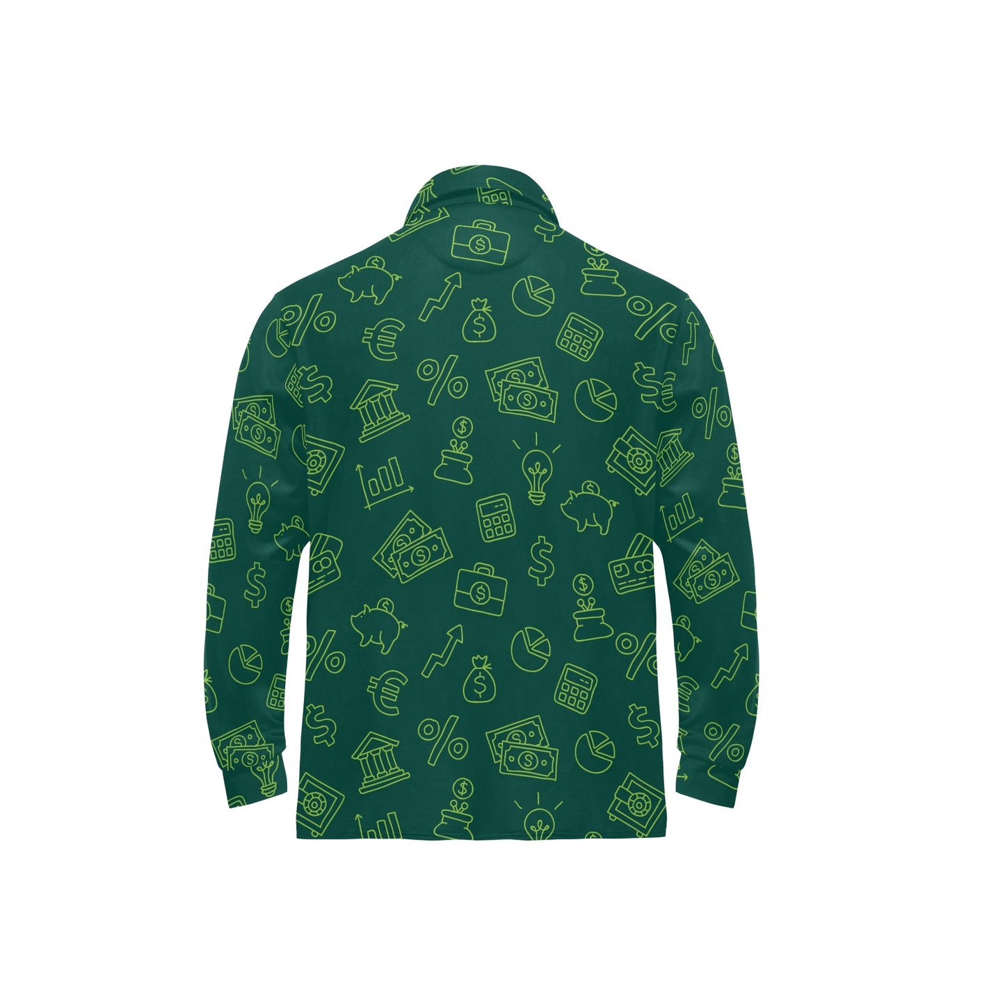 Accounting Financial Pattern Print Design 02 Long Sleeve Polo Shirt For Men's