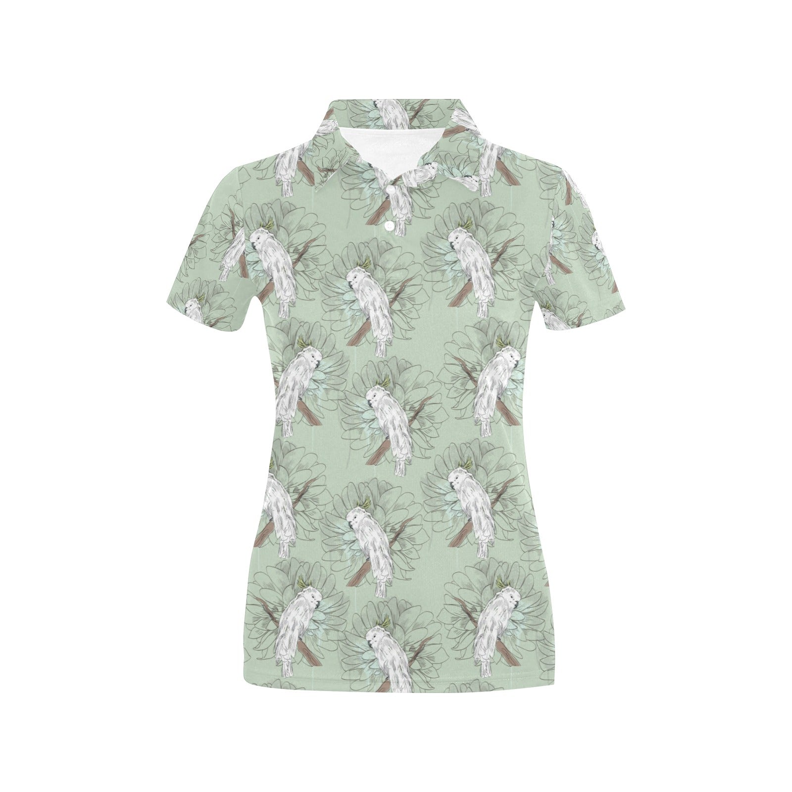 Cockatiel Pattern Print Design 01 Women's Polo Shirt