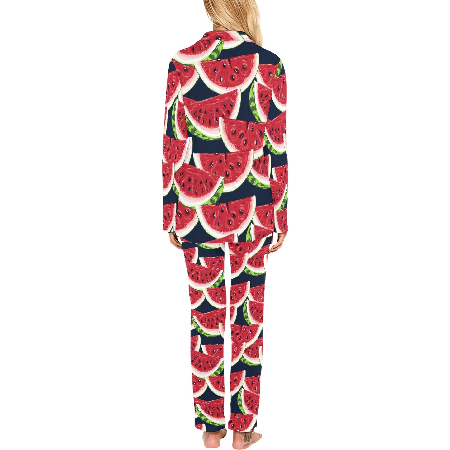 Watermelon Pattern Print Design WM011 Women's Long Pajama Set