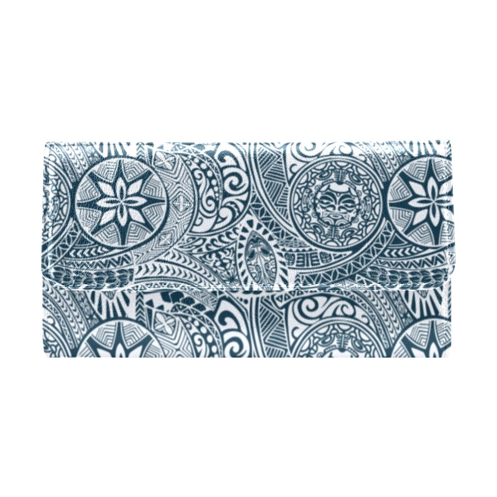 Samoan Pattern Print Design LKS306 Women's Trifold Wallet