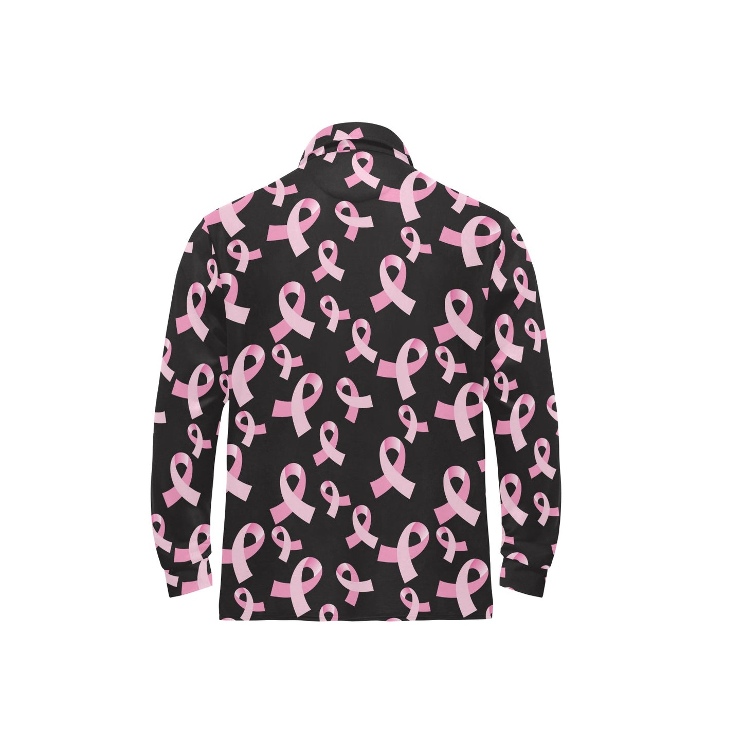Breast Cancer Awareness Design Long Sleeve Polo Shirt For Men's