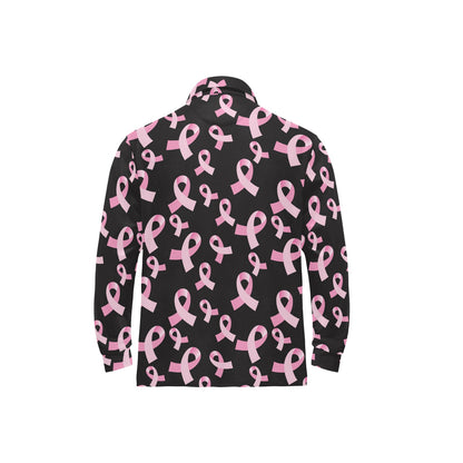 Breast Cancer Awareness Design Long Sleeve Polo Shirt For Men's