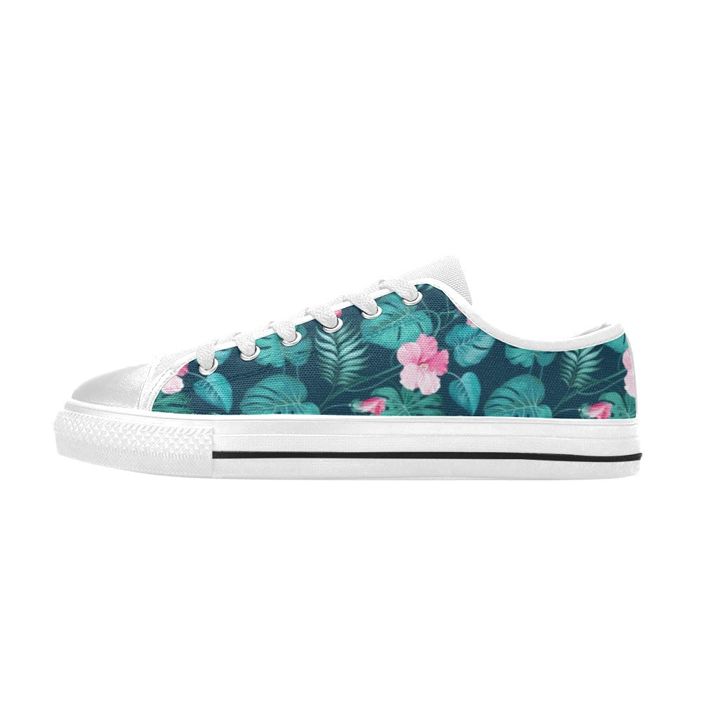 Summer Floral Print Design LKS301 Women's White Low Top Shoes