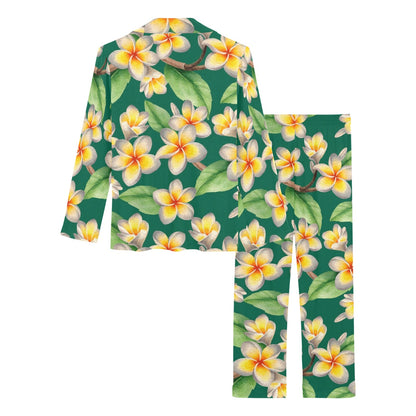 Plumeria Pattern Print Design PM07 Women's Long Pajama Set