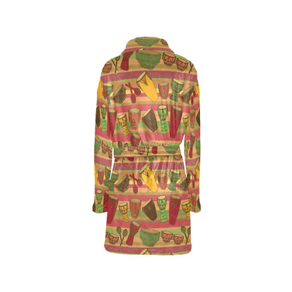 Percussion Pattern Print Design 01 Women's Fleece Robe