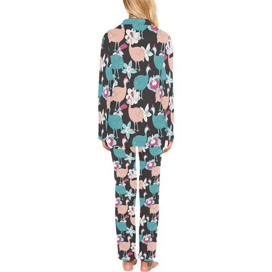 Guinea Fowl Pattern Print Design 03 Women's Long Pajama Set