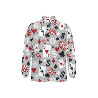 Casino Pattern Print Design 01 Long Sleeve Polo Shirt For Men's