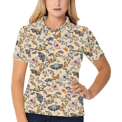 Butterfly Pattern Print Design 04 Women's Polo Shirt
