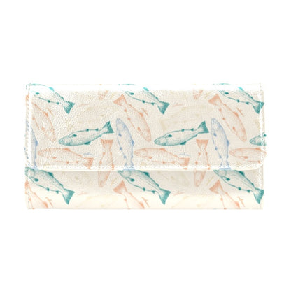 Salmon Fish Print Design LKS305 Women's Trifold Wallet