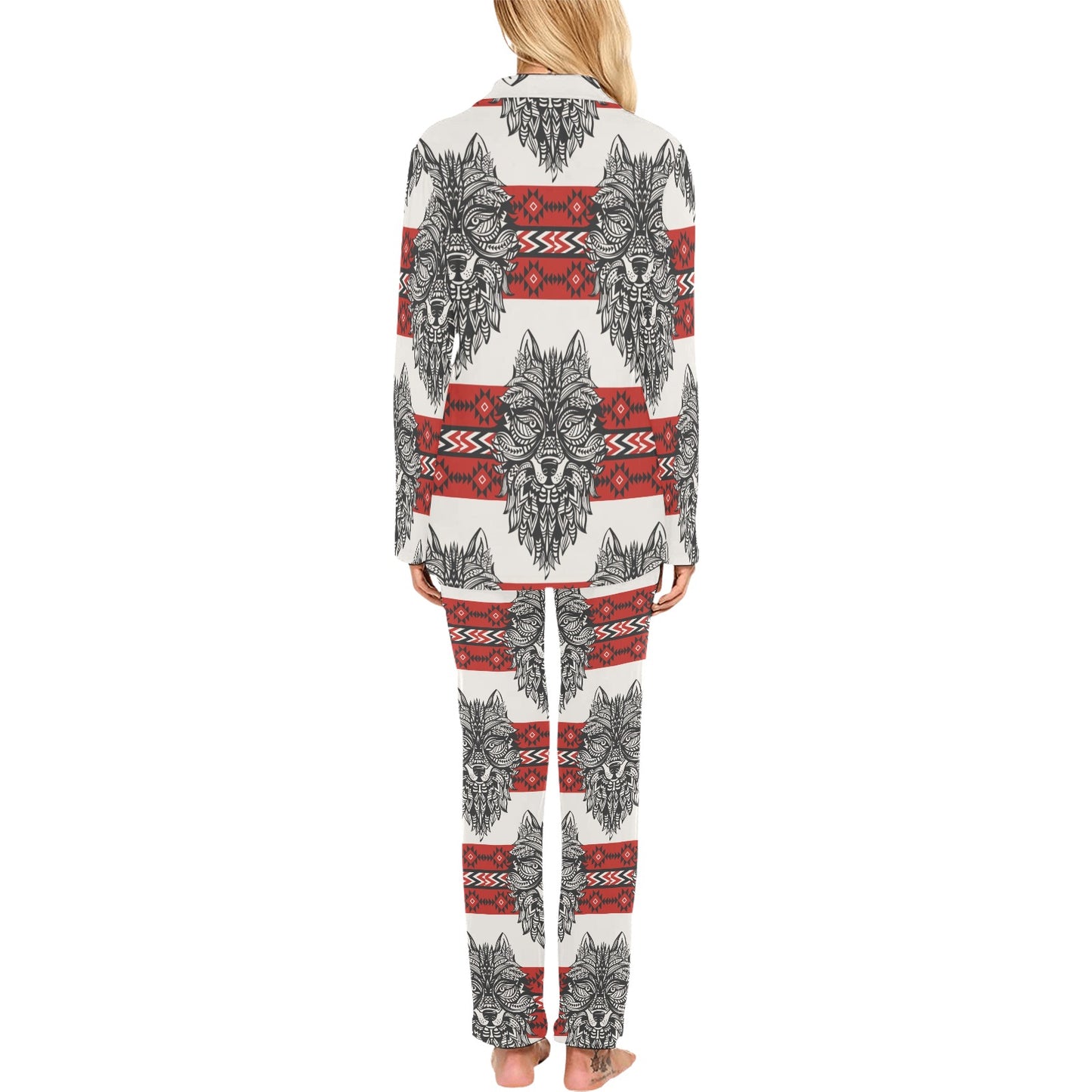 Native Indian Wolf Women's Long Pajama Set
