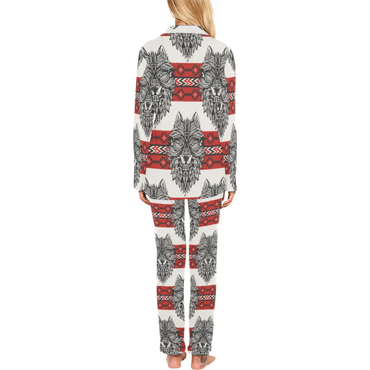 Native Indian Wolf Women's Long Pajama Set