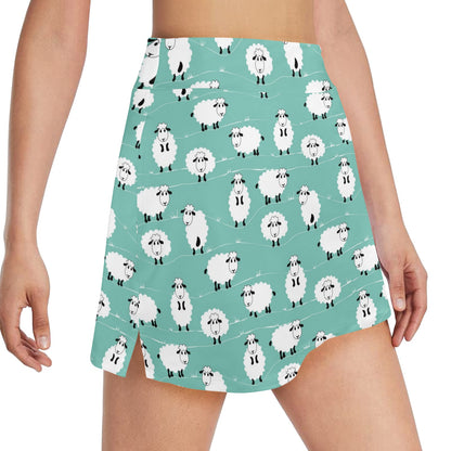 Sheep Print Design LKS404 17" Golf & Pickleball Skort with Pockets