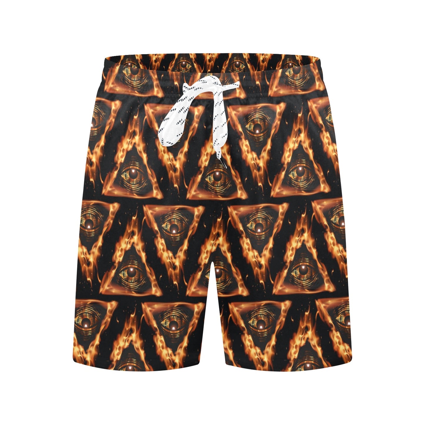 Eye of Horus in Flame Print Men's Swim Trunks Beach Shorts