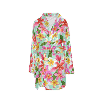 Plumeria Pattern Print Design PM014 Women's Fleece Robe
