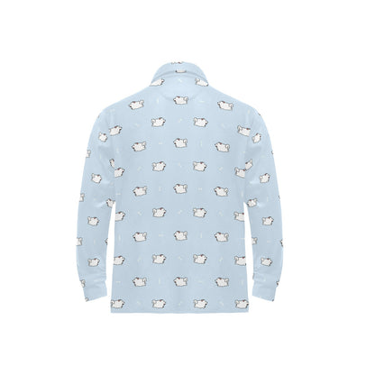 Samoyeds Print Design LKS302 Long Sleeve Polo Shirt For Men's