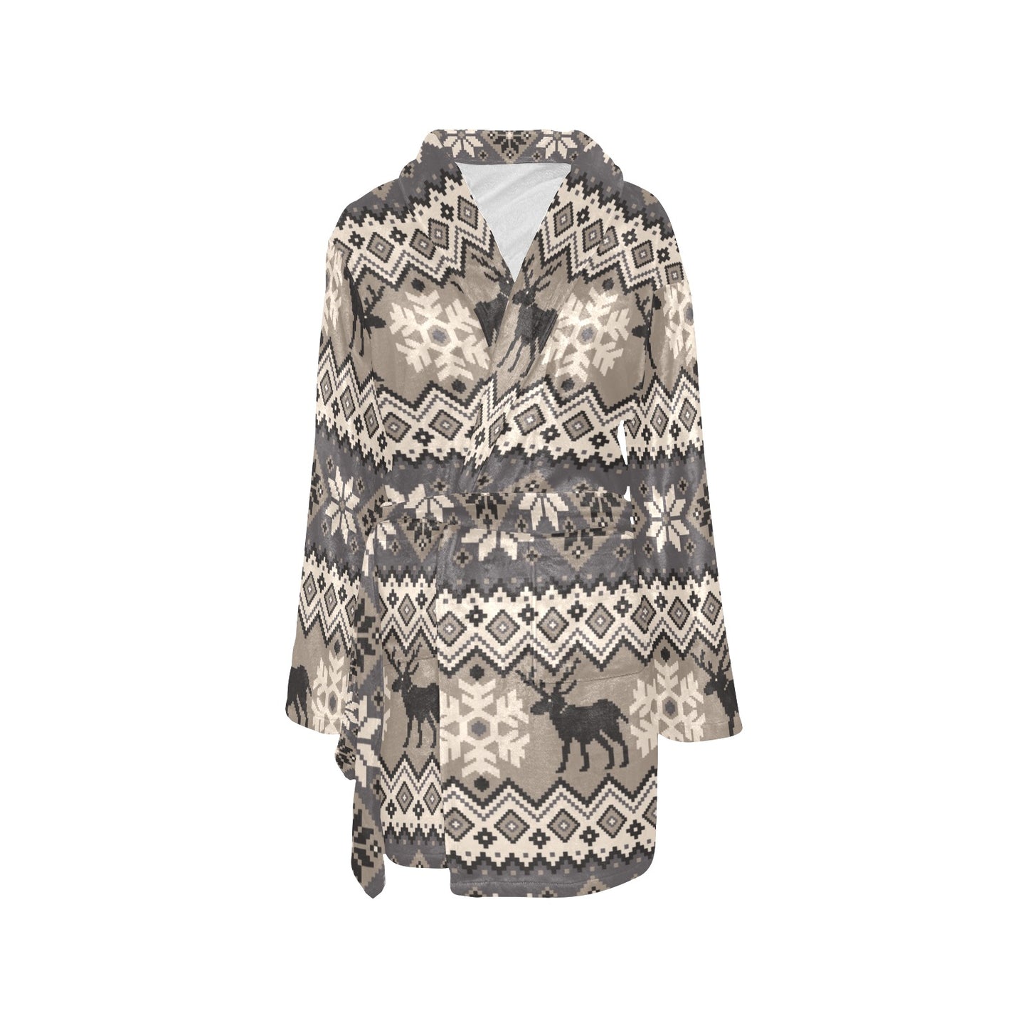 Nordic Pattern Print Design A01 Women's Fleece Robe