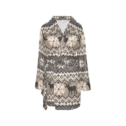 Nordic Pattern Print Design A01 Women's Fleece Robe
