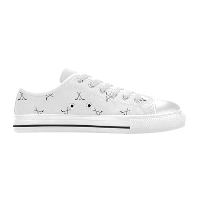 Hockey Print Design LKS304 Women's White Low Top Shoes