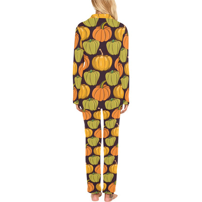 Pumpkin Pattern Print Design A01 Women's Long Pajama Set