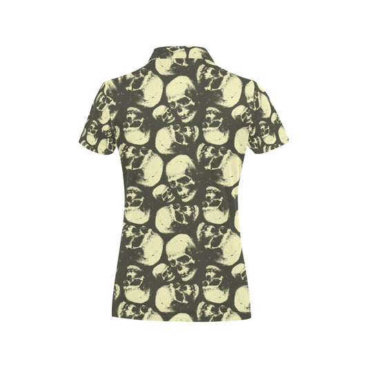 Skull Print Design LKS302 Women's Polo Shirt