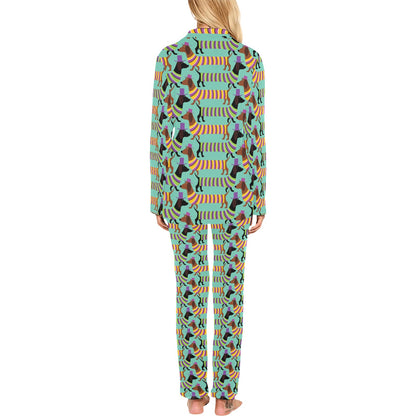 Dachshund Pattern Print Design 05 Women's Long Pajama Set