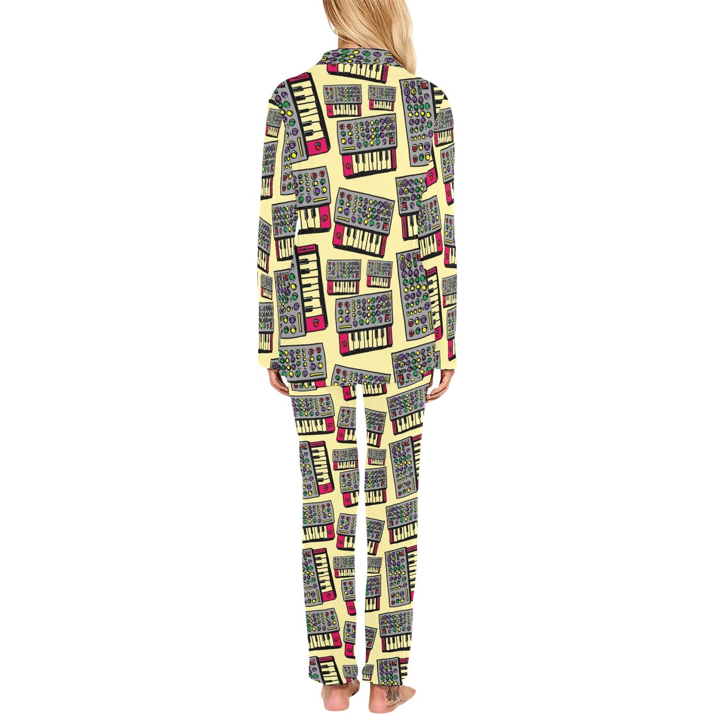 Synthesizer Pattern Print Design 01 Women's Long Pajama Set