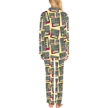 Synthesizer Pattern Print Design 01 Women's Long Pajama Set