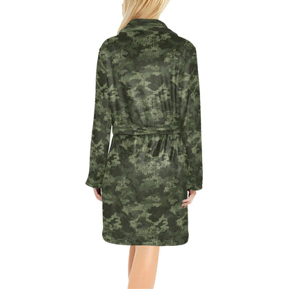 Army Camouflage Pattern Print Design 02 Women's Fleece Robe