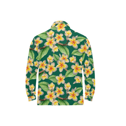 Plumeria Pattern Print Design PM07 Long Sleeve Polo Shirt For Men's