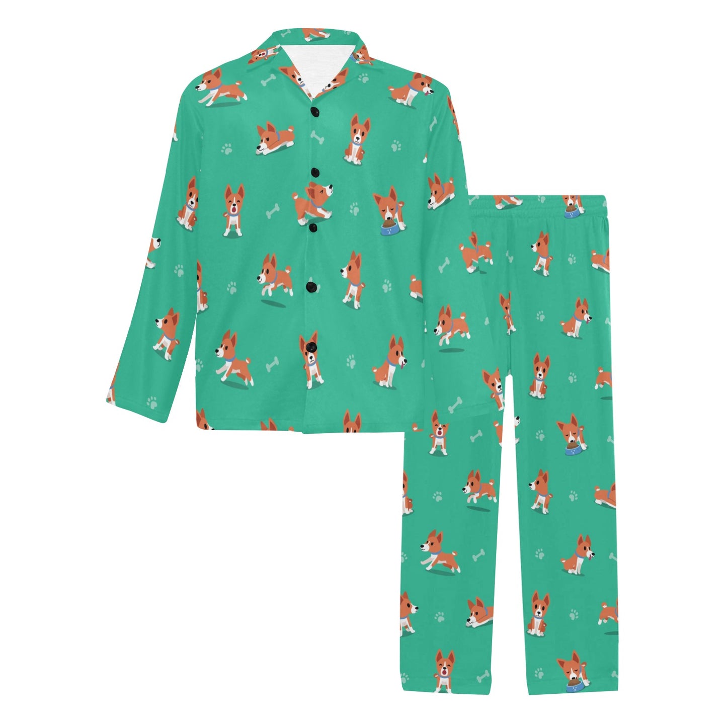 Basenji Pattern Print Design 02 Men's Long Pajama Set