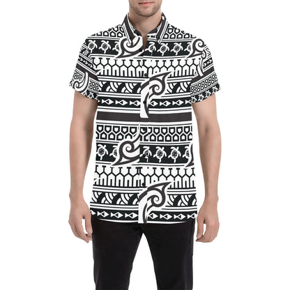Samoan Style Print Design LKS305 Men Short Sleeve Button Up Shirt