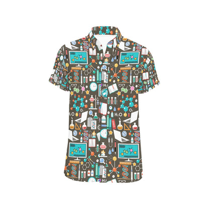 Science Print Design LKS303 Men Short Sleeve Button Up Shirt